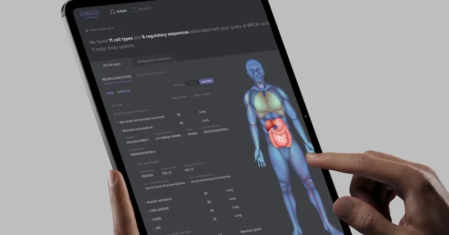 Encoded Genomics iPad product mockup.